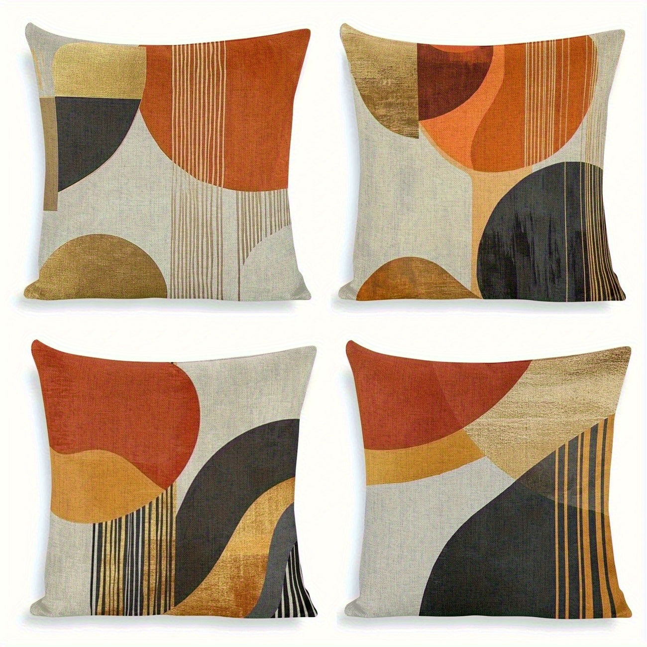 4pcs, 2D Flat Digital Double-Sided Print Non-Embroidered Geometric Pattern Short Plush Pillowcases Machine Washable - Suitable for Everyday/Valentine's Day/Mother's Day/Independence Day/Halloween/Thanksgiving/Christmas Holiday Decorations, 2D Flat