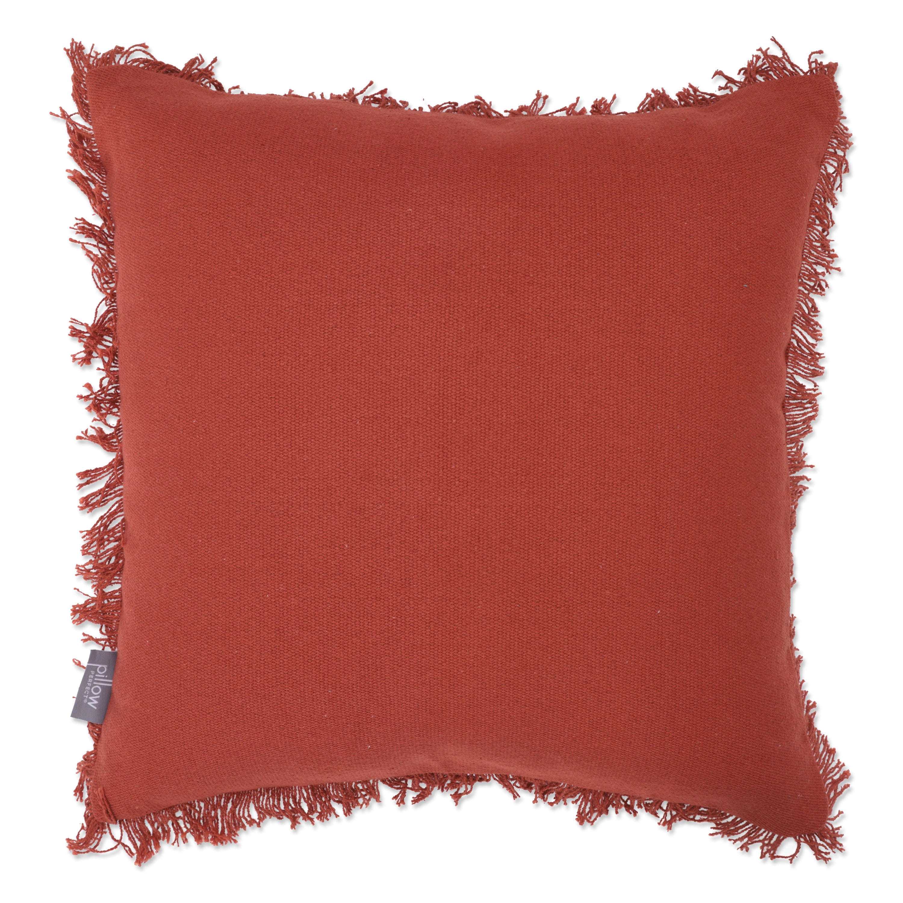 Throw Pillow, Fancy Fringe in Burnt Orange, 20" x 20"