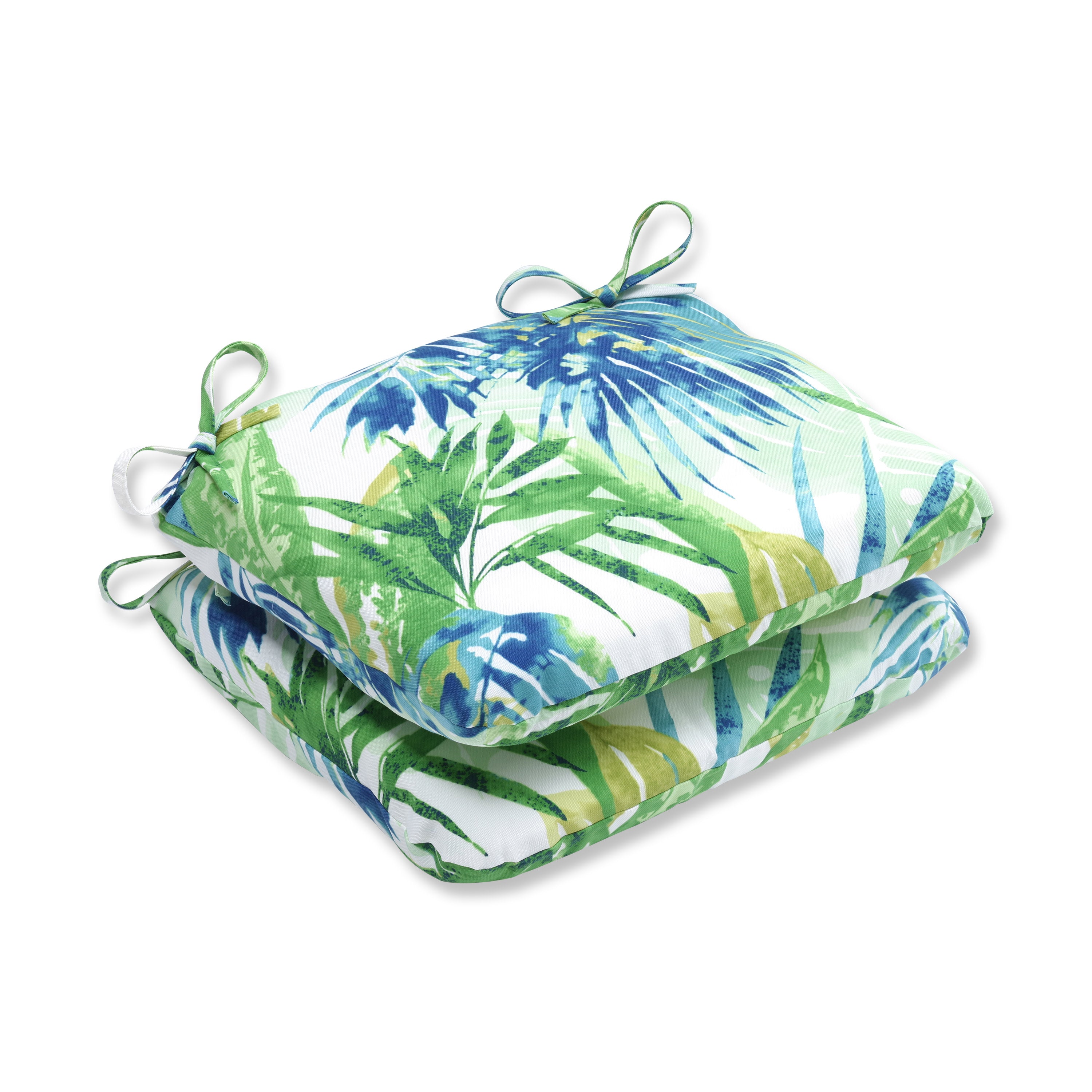 Soleil Blue/Green Rounded Corners Seat Cushion (Set Of 2)