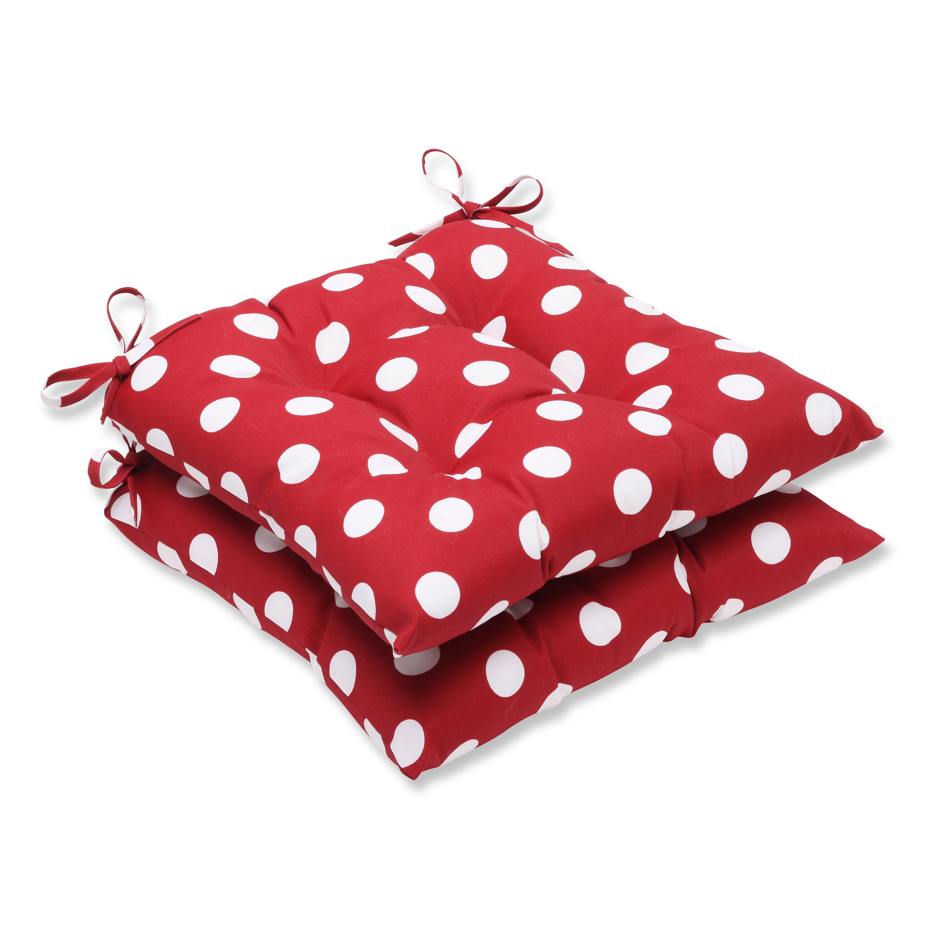 Polka Dot Red Tufted Seat Cushions