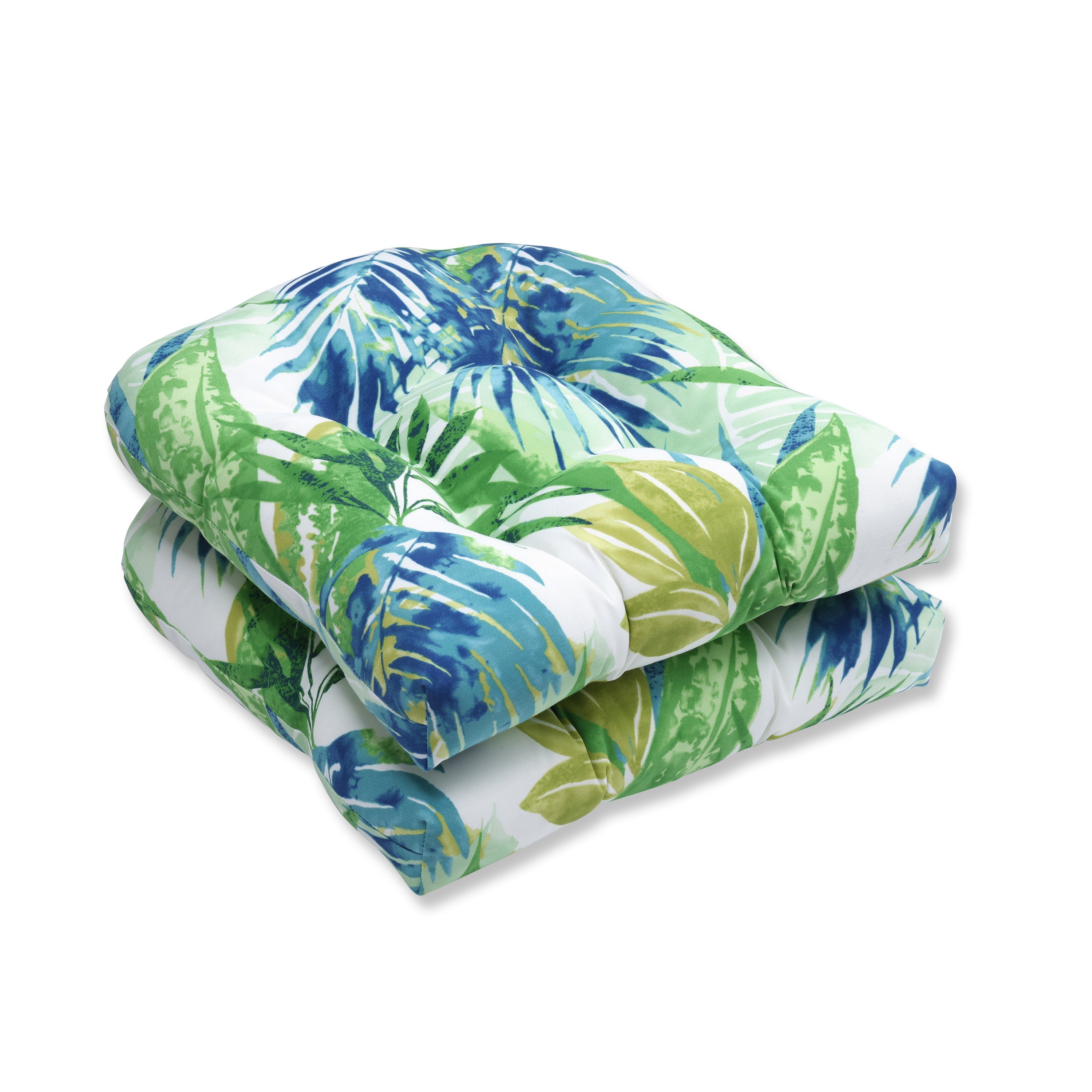 Soleil Blue/Green Wicker Seat Cushion (Set Of 2)