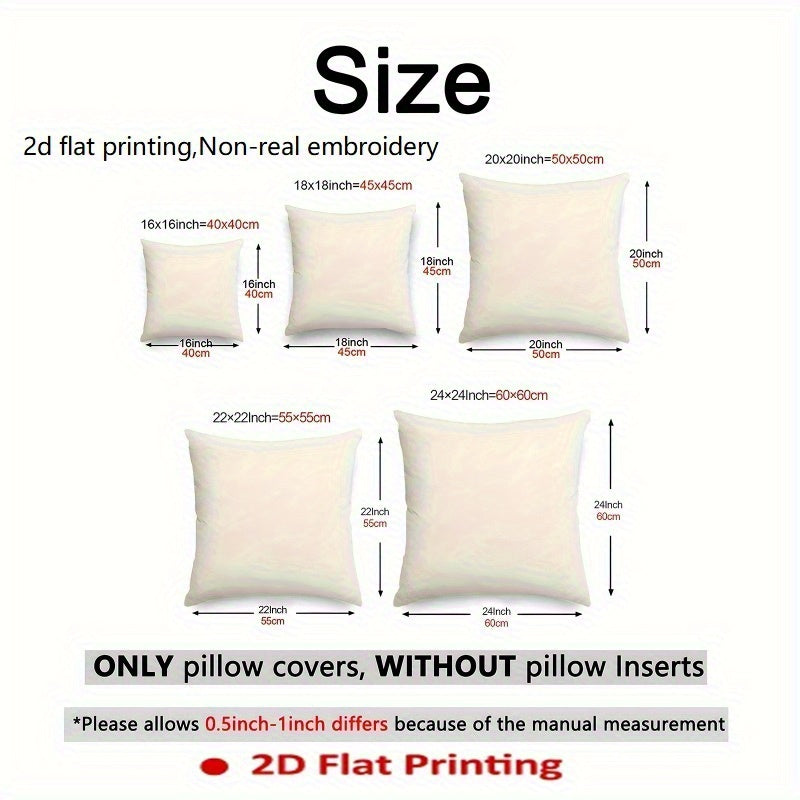 4pcs, 2D Flat Digital Double-Sided Print Non-Embroidered Geometric Pattern Short Plush Pillowcases Machine Washable - Suitable for Everyday/Valentine's Day/Mother's Day/Independence Day/Halloween/Thanksgiving/Christmas Holiday Decorations, 2D Flat