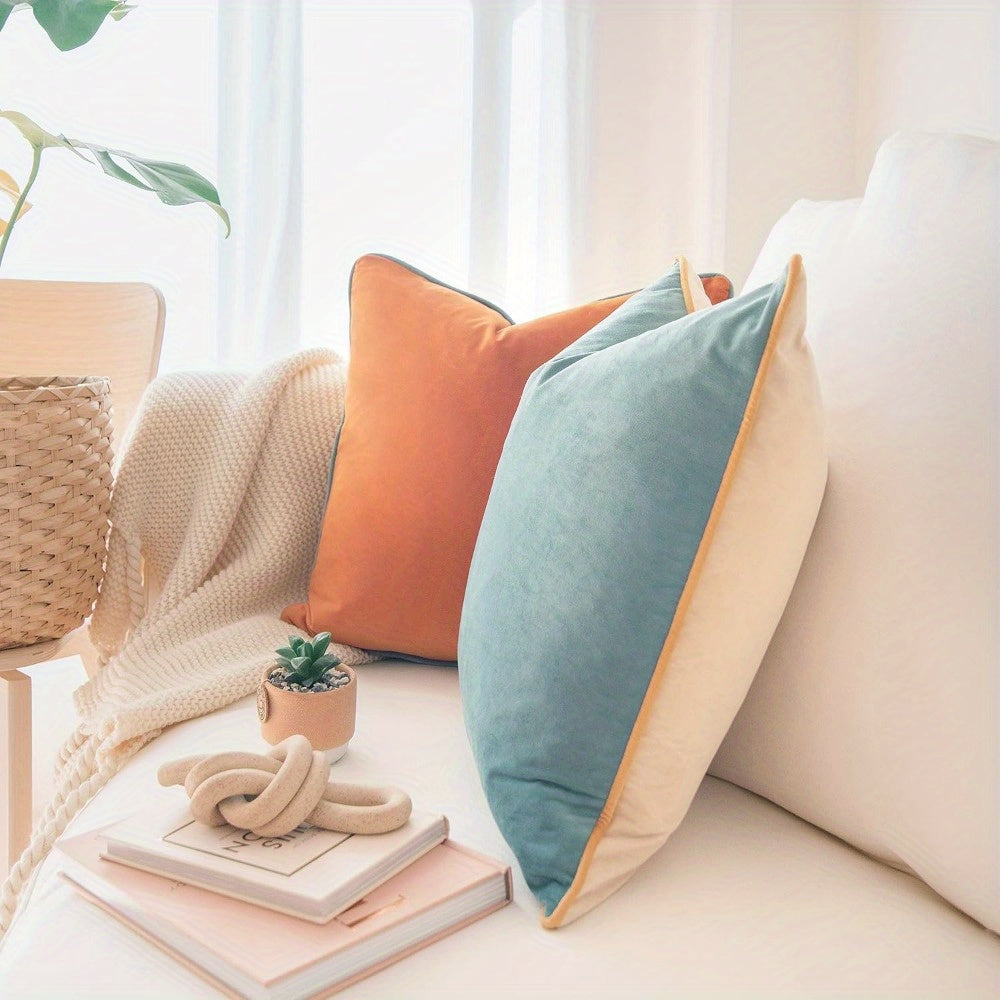 2pcs Velvet Modern Double-sided Design Cushion Cover Decorative Pillow Cover Mixed with Home Decoration (excluding Pillow Core)