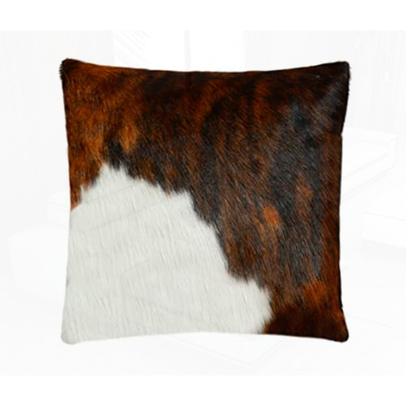 Genuine Cowhide Pillows Cushion Cover Brindle Leather Hair on 20' x 20' Handmade Leather Cushion Case with Hidden Zipper for The Living Room Brindle 20 x 20