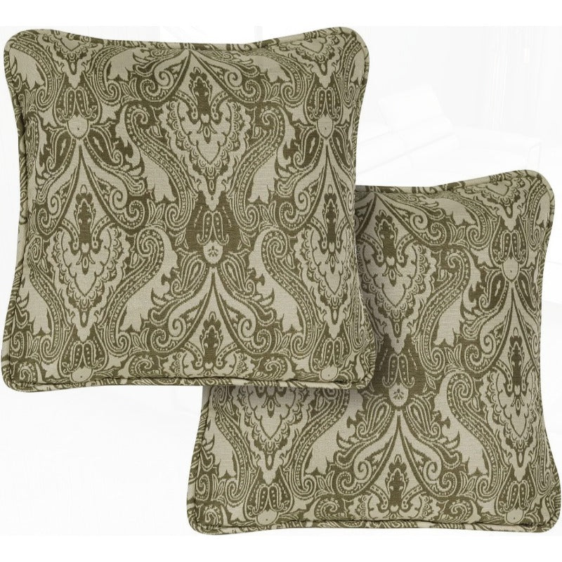 Medallion Indoor Throw Set of 2 Decorative and Weather Resistant Meadow Green Cushions for Outdoor Furniture and Patio Sets with Premium QuickDrying Fabric 2 Pillows 2 Count