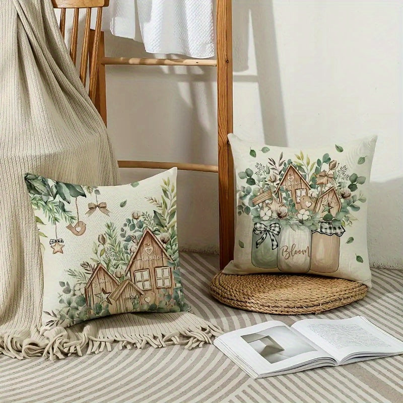 4pcs Double-Sided Printed Rustic Farmhouse Pillow Covers - Soft Plush with Zipper Closure, Machine Washable, Multiple Sizes for Living Room, Bedroom, Sofa - Home Sweet Home & Bless Our Home Decor, Pillow Covers for Living Room, Bedroom Accents, Vintage