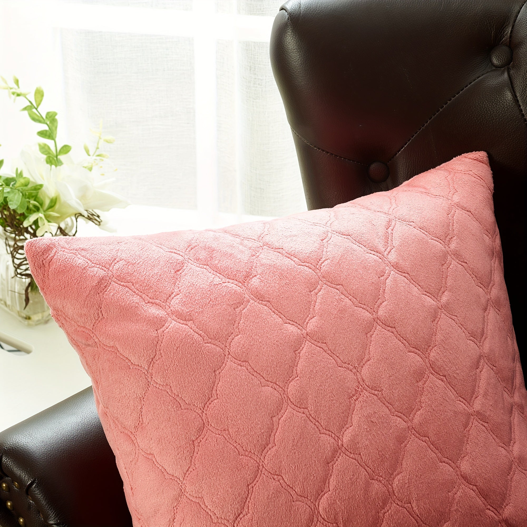 4pcs Quilted Micromink Plush Fuzzy Soft Decorative Pillow Covers Set with Double Sided (NO INSERT), Stylish Cushion Cover for Sofa Couch Chair Living Room Bedroom Decor