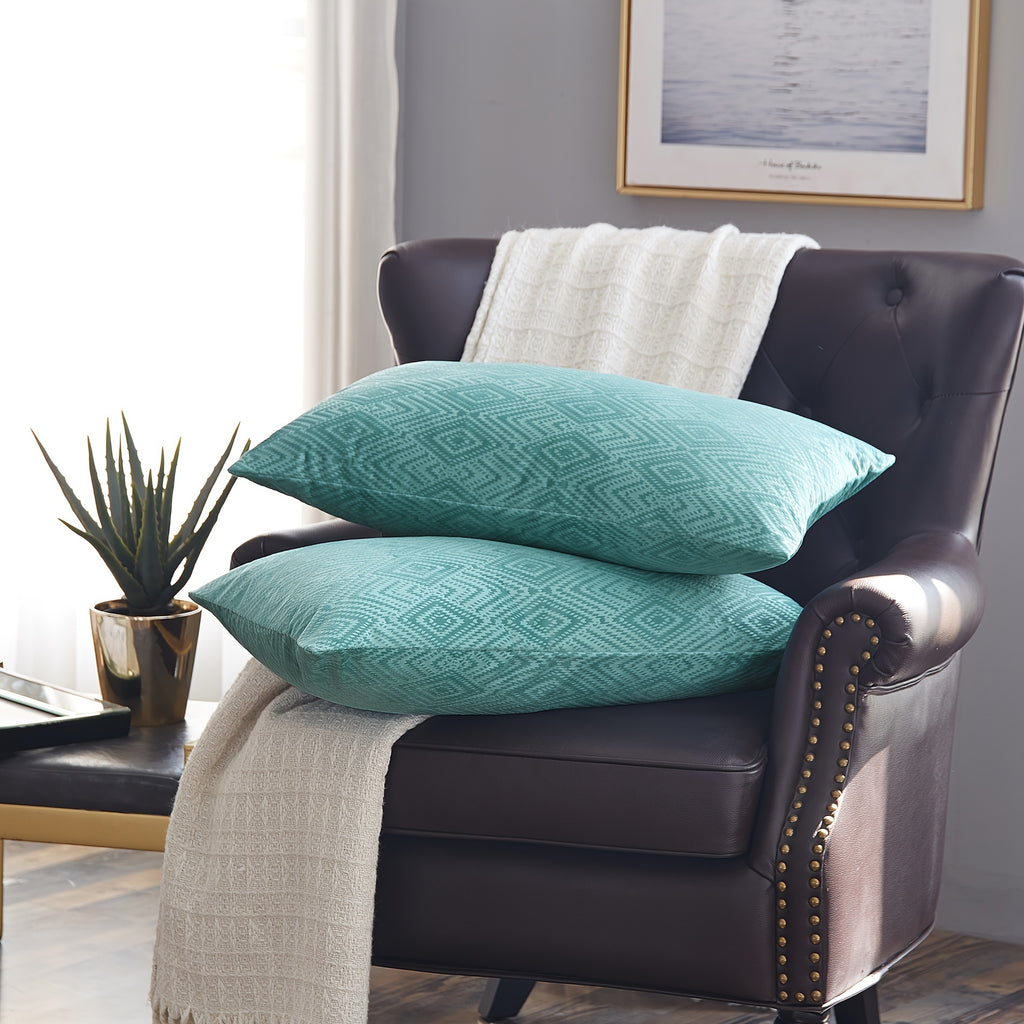 2pcs Ikat Velvet Soft Decorative Throw Pillow Covers Set with Double Sided (NO INSERT), Stylish Cushion Cover for Sofa Couch Chair Living Room Bedroom Decor