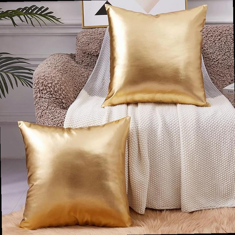 EUCIOR Decorative Pillow Gold Pillow Covers 18 18 Decorative Throw Pillow Covers Modern Metallic Shiny Cushion Cover Throw Pillows for Bed Couch Sofa Gold Pillows