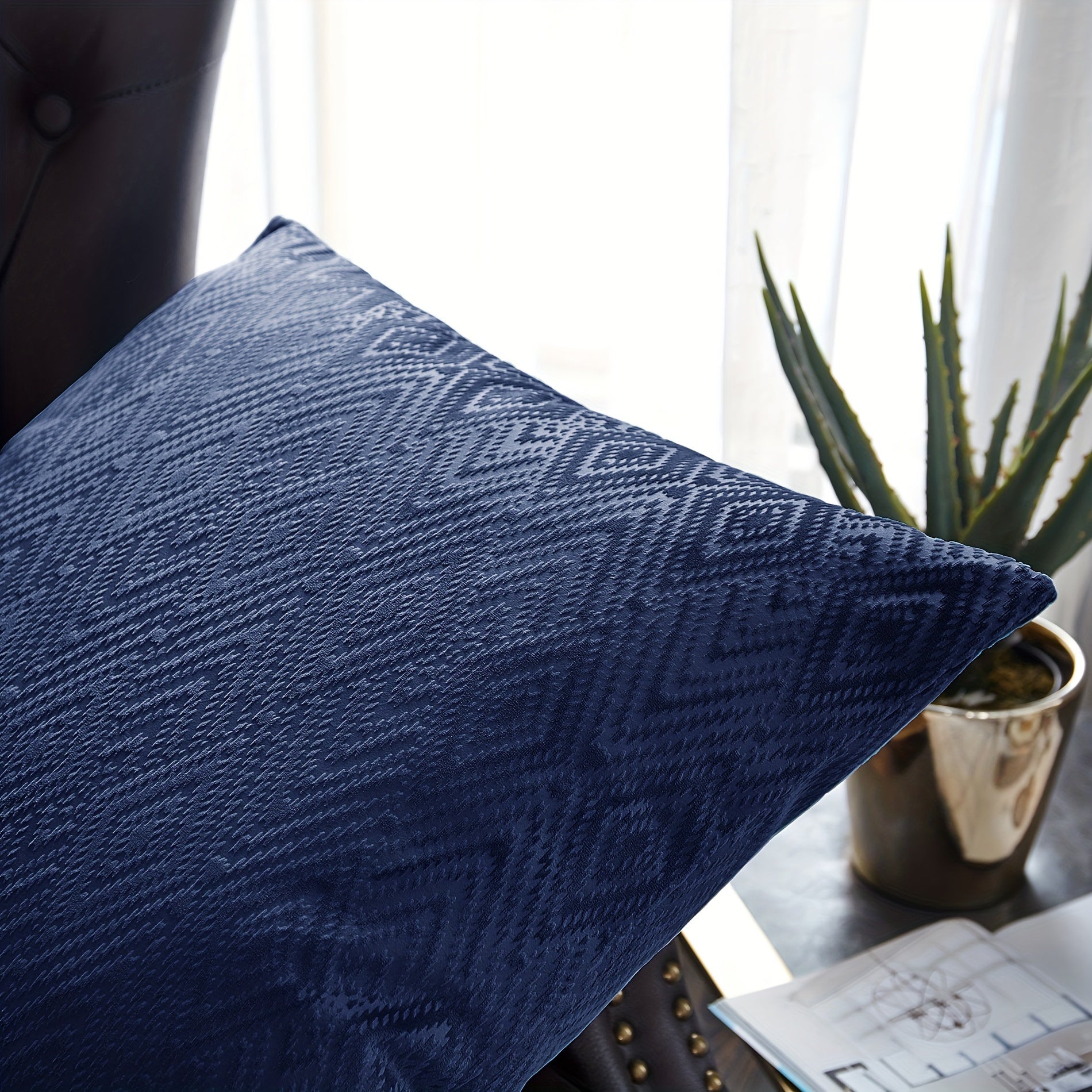 2pcs Ikat Velvet Soft Decorative Throw Pillow Covers Set with Double Sided (NO INSERT), Stylish Cushion Cover for Sofa Couch Chair Living Room Bedroom Decor