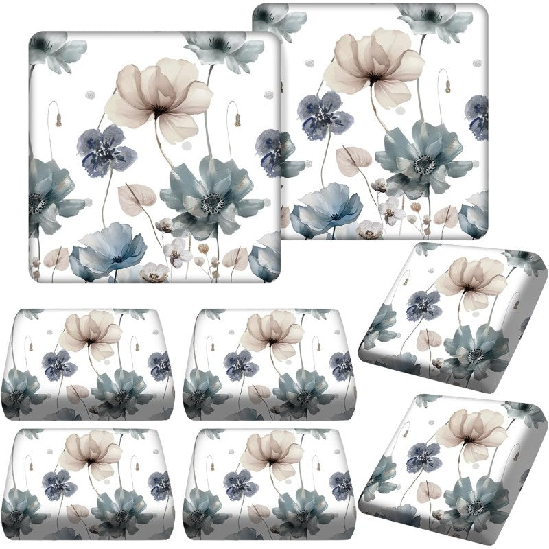 Hosuly 8 Pcs Spring Wildflower Sofa Cushion Cover for Patio Blue Summer Floral Stretch Outdoor Sofa Seat Cushions Cover Tropical Flower Indoor Replacement Couch Chair Slipcover Flexibility