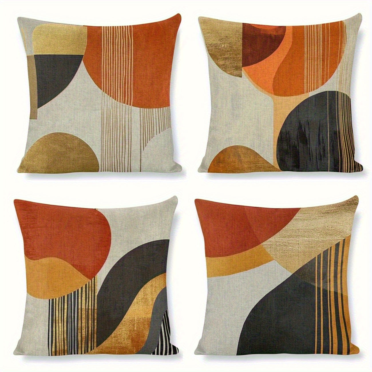 4pcs, 2D Flat Digital Double-Sided Print Non-Embroidered Geometric Pattern Short Plush Pillowcases Machine Washable - Suitable for Everyday/Valentine's Day/Mother's Day/Independence Day/Halloween/Thanksgiving/Christmas Holiday Decorations, 2D Flat