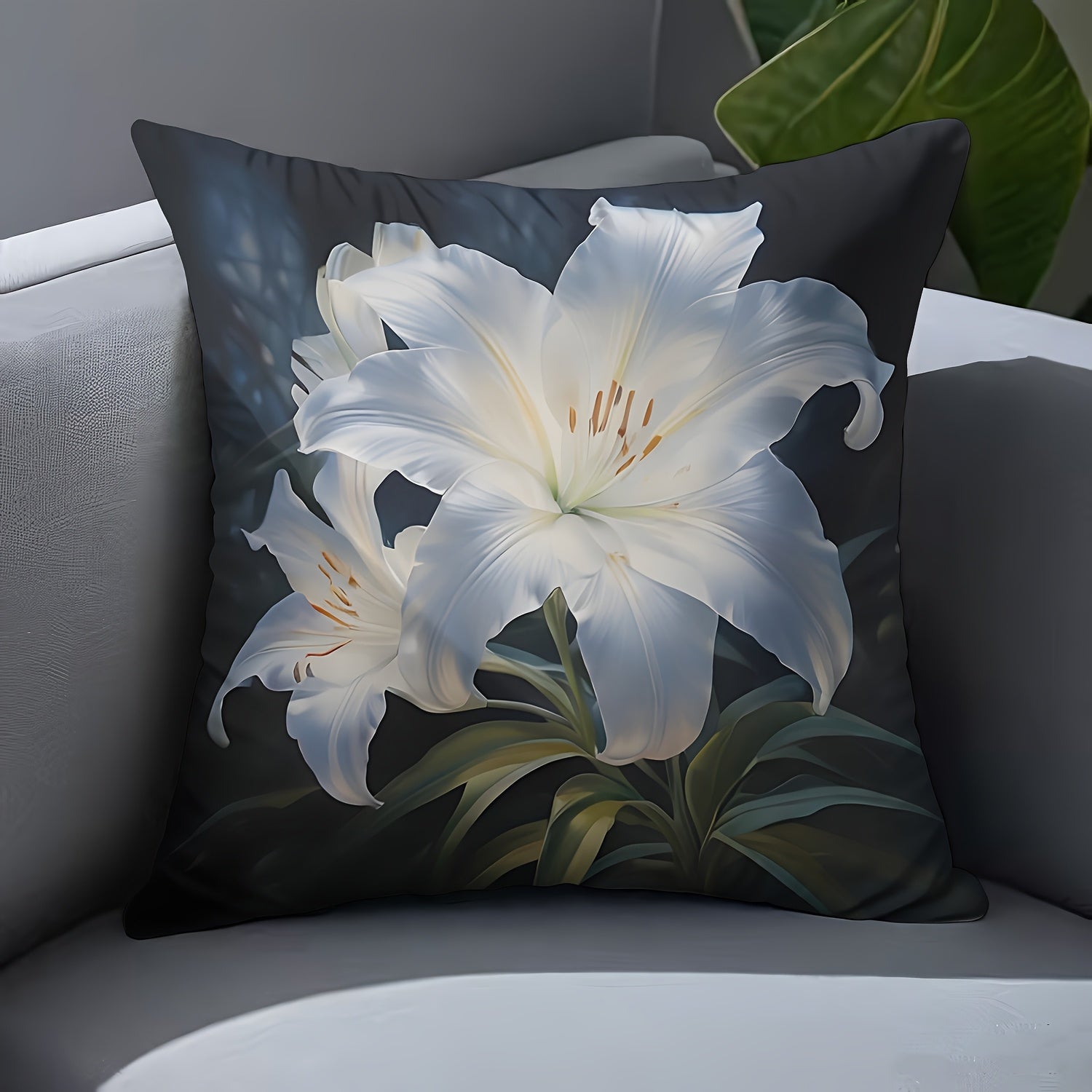2pcs, Fashionable And Simple And Beautiful Lily Pattern Pillowcase, High Quality Short Plush, Fashion Style, Double-Sided Printing 18 Inches 18 Inches, Very Suitable for Sofa Living Room Bedroom Car Seat Cushion Home Decoration Without Pillow Core CZM