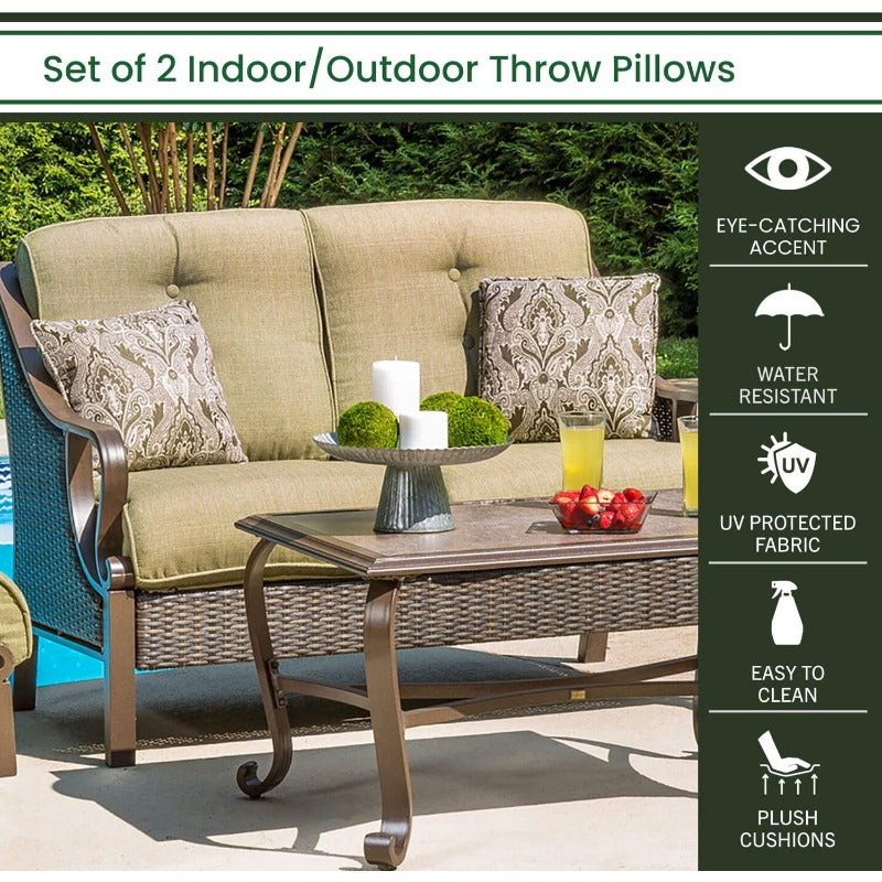 Medallion Indoor Throw Set of 2 Decorative and Weather Resistant Meadow Green Cushions for Outdoor Furniture and Patio Sets with Premium QuickDrying Fabric 2 Pillows 2 Count