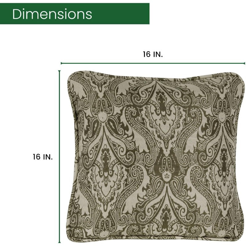 Medallion Indoor Throw Set of 2 Decorative and Weather Resistant Meadow Green Cushions for Outdoor Furniture and Patio Sets with Premium QuickDrying Fabric 2 Pillows 2 Count
