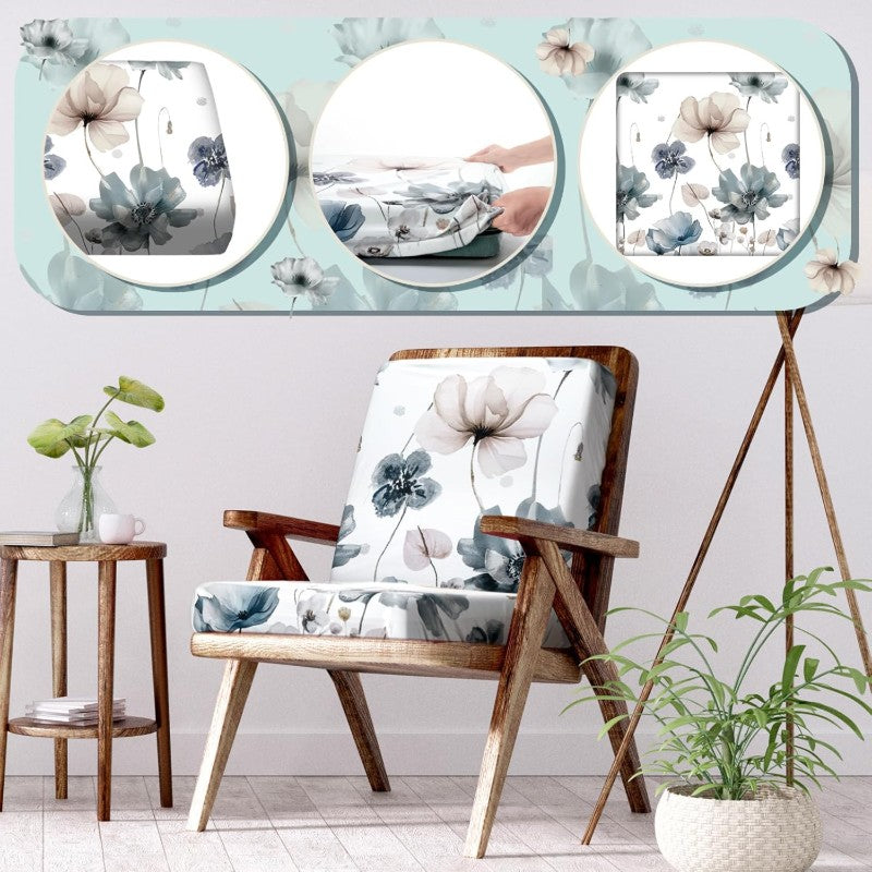 Hosuly 8 Pcs Spring Wildflower Sofa Cushion Cover for Patio Blue Summer Floral Stretch Outdoor Sofa Seat Cushions Cover Tropical Flower Indoor Replacement Couch Chair Slipcover Flexibility