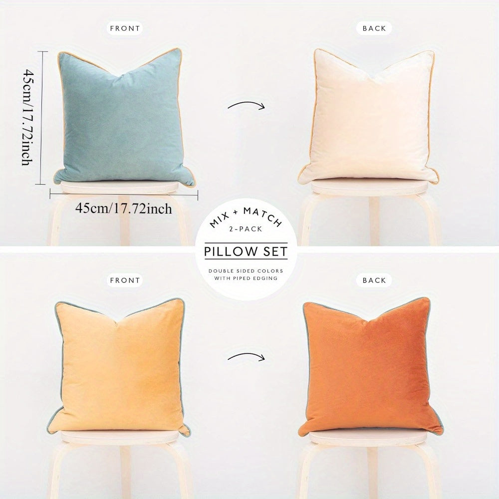 2pcs Velvet Modern Double-sided Design Cushion Cover Decorative Pillow Cover Mixed with Home Decoration (excluding Pillow Core)