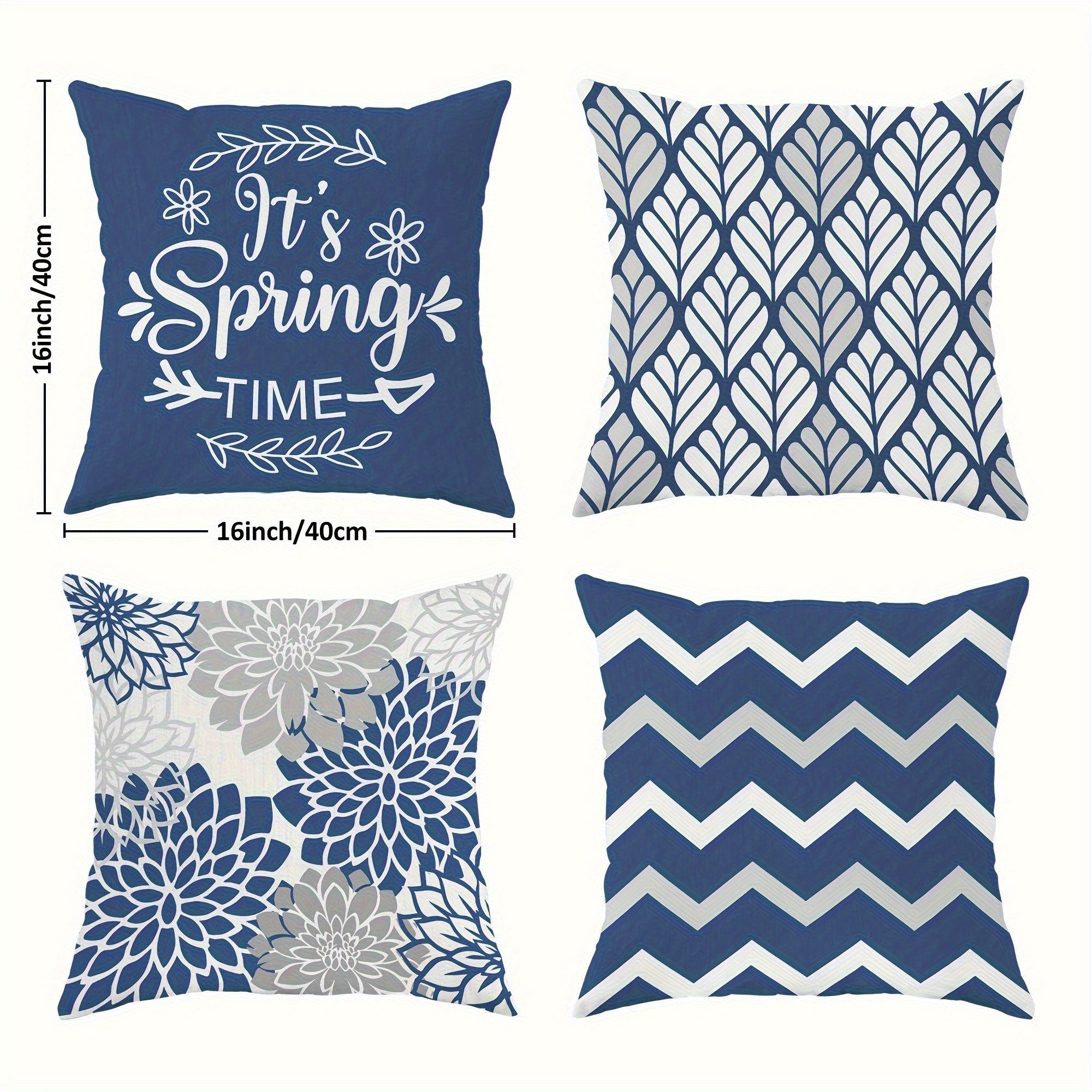 4pcs Double-Sided Printed Geometric Throw Pillow Covers - Soft Plush Retro Spring Decor with Zipper Closure, Machine Washable, Multiple Sizes for Living Room, Bedroom, Sofa, Seasonal Decoration, Chevron Print, Durable Fabric, Home Textiles, Home