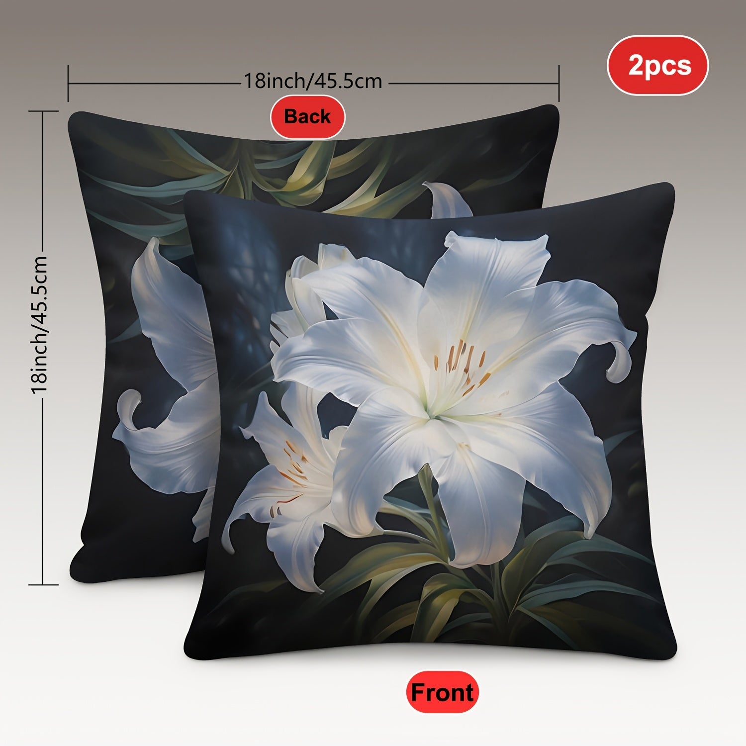 2pcs, Fashionable And Simple And Beautiful Lily Pattern Pillowcase, High Quality Short Plush, Fashion Style, Double-Sided Printing 18 Inches 18 Inches, Very Suitable for Sofa Living Room Bedroom Car Seat Cushion Home Decoration Without Pillow Core CZM