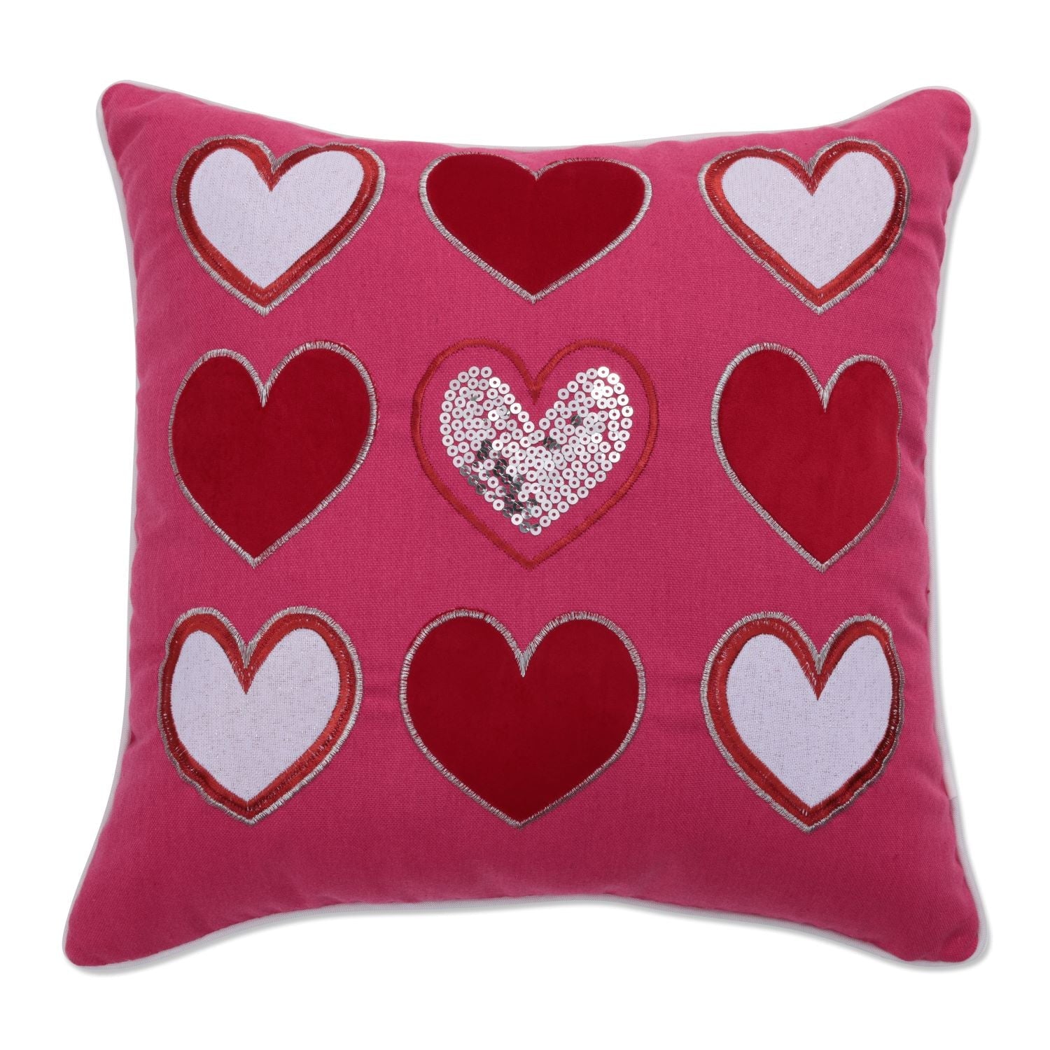 Hearts Magenta Valentines Day Throw Pillow