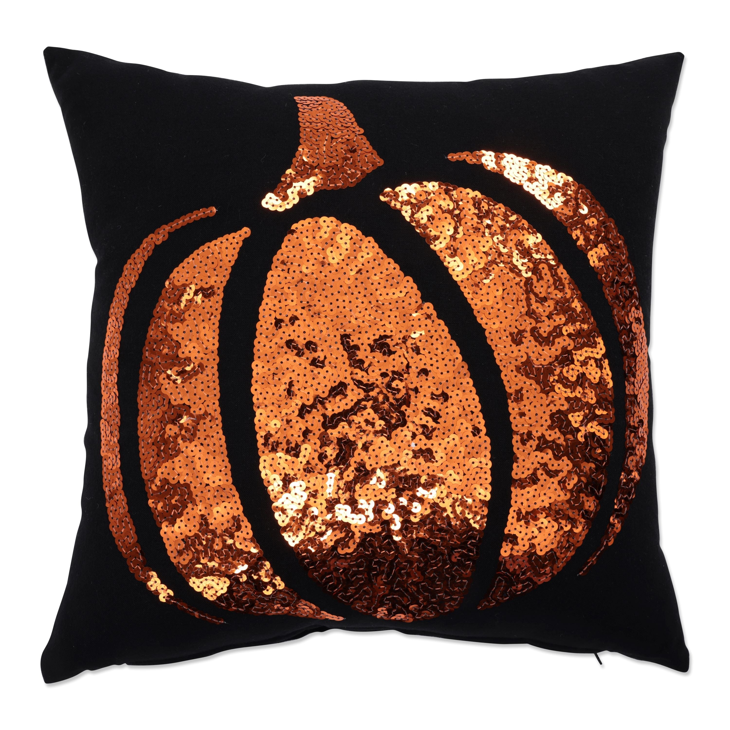 Halloween Throw Pillow Pumpkin Orange Sequence , 18"x18", Complete Pillow with Zipper Closure.