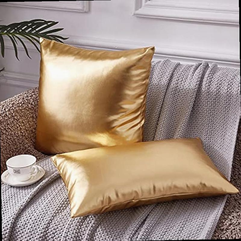 EUCIOR Decorative Pillow Gold Pillow Covers 18 18 Decorative Throw Pillow Covers Modern Metallic Shiny Cushion Cover Throw Pillows for Bed Couch Sofa Gold Pillows