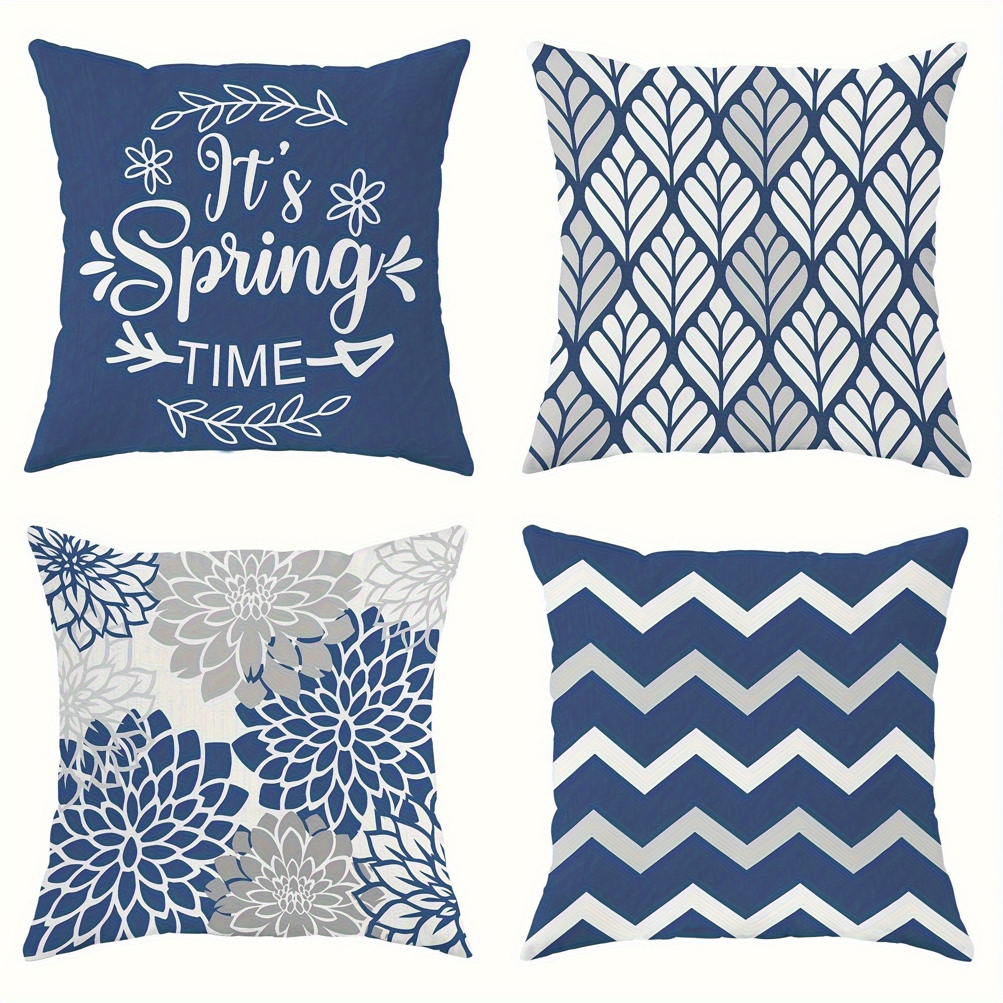 4pcs Double-Sided Printed Geometric Throw Pillow Covers - Soft Plush Retro Spring Decor with Zipper Closure, Machine Washable, Multiple Sizes for Living Room, Bedroom, Sofa, Seasonal Decoration, Chevron Print, Durable Fabric, Home Textiles, Home