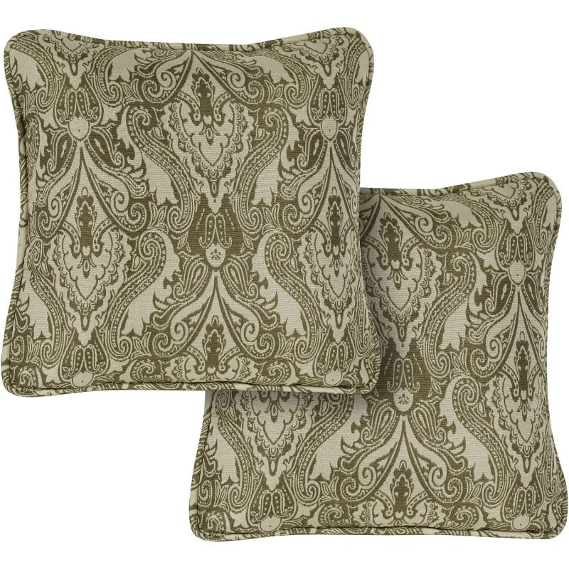 Medallion Indoor Throw Set of 2 Decorative and Weather Resistant Meadow Green Cushions for Outdoor Furniture and Patio Sets with Premium QuickDrying Fabric 2 Pillows 2 Count