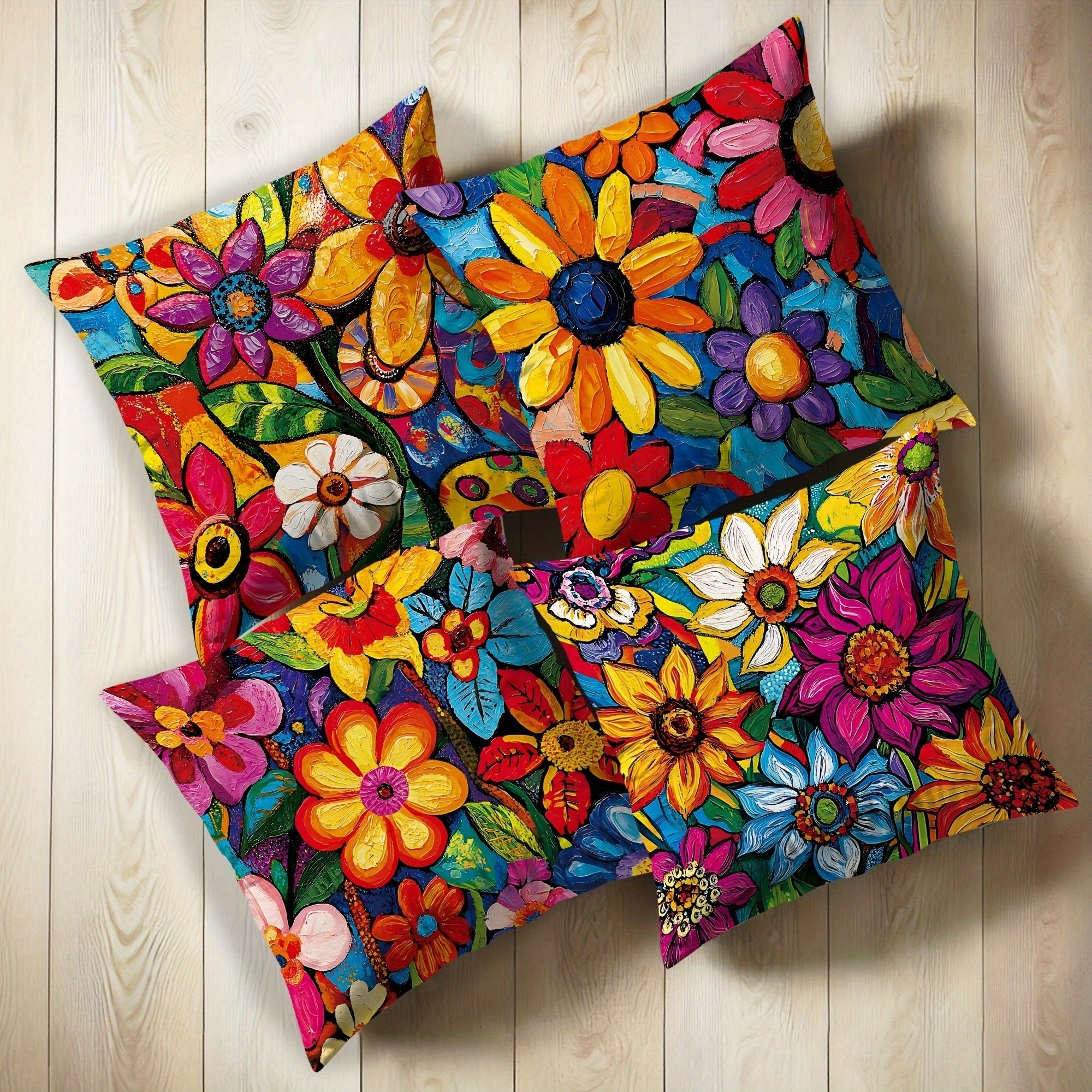 4pcs Double-Sided Printed Retro Floral Pillow Covers - Soft Short Plush with Zipper Closure, Machine Washable, Multiple Sizes for Living Room, Bedroom, Sofa Decor, Pillows for Couch, Cozy Home Styling, Vibrant Prints, Durable Fabric, Decorative Pillows,