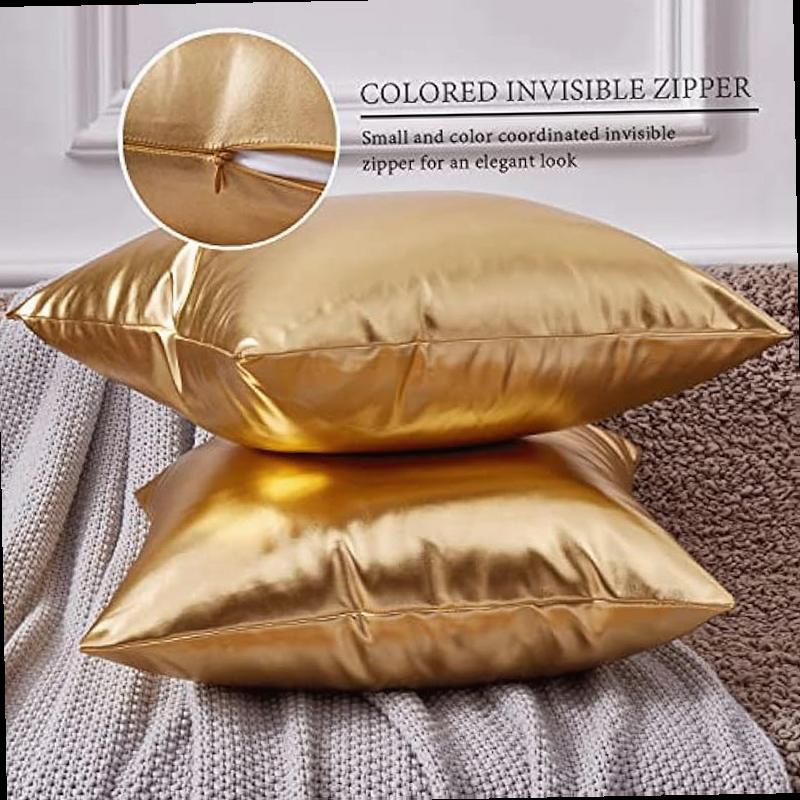 EUCIOR Decorative Pillow Gold Pillow Covers 18 18 Decorative Throw Pillow Covers Modern Metallic Shiny Cushion Cover Throw Pillows for Bed Couch Sofa Gold Pillows