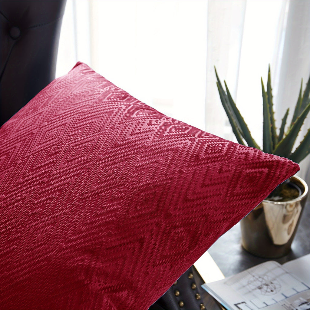 2pcs Ikat Velvet Soft Decorative Throw Pillow Covers Set with Double Sided (NO INSERT), Stylish Cushion Cover for Sofa Couch Chair Living Room Bedroom Decor