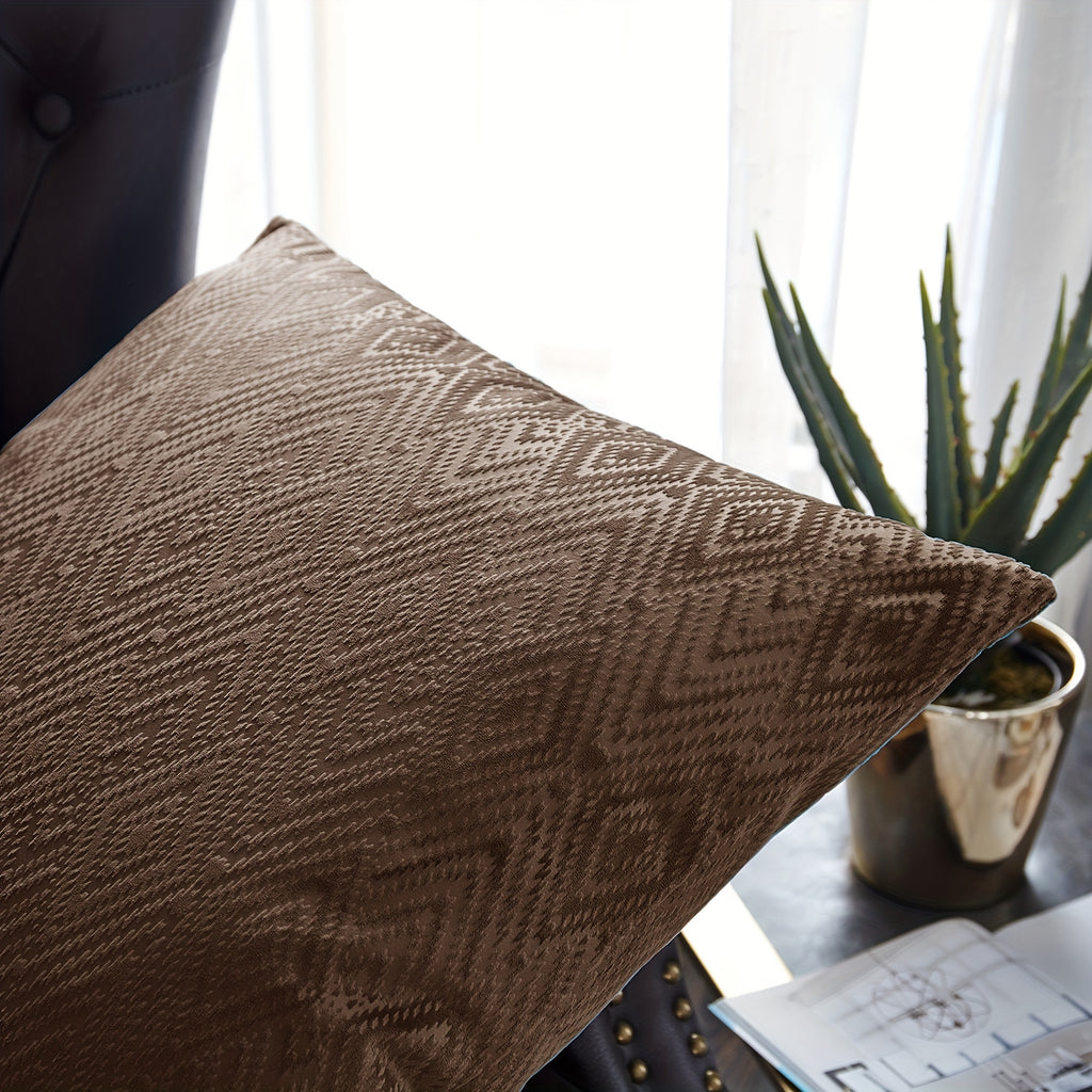 2pcs Ikat Velvet Soft Decorative Throw Pillow Covers Set with Double Sided (NO INSERT), Stylish Cushion Cover for Sofa Couch Chair Living Room Bedroom Decor