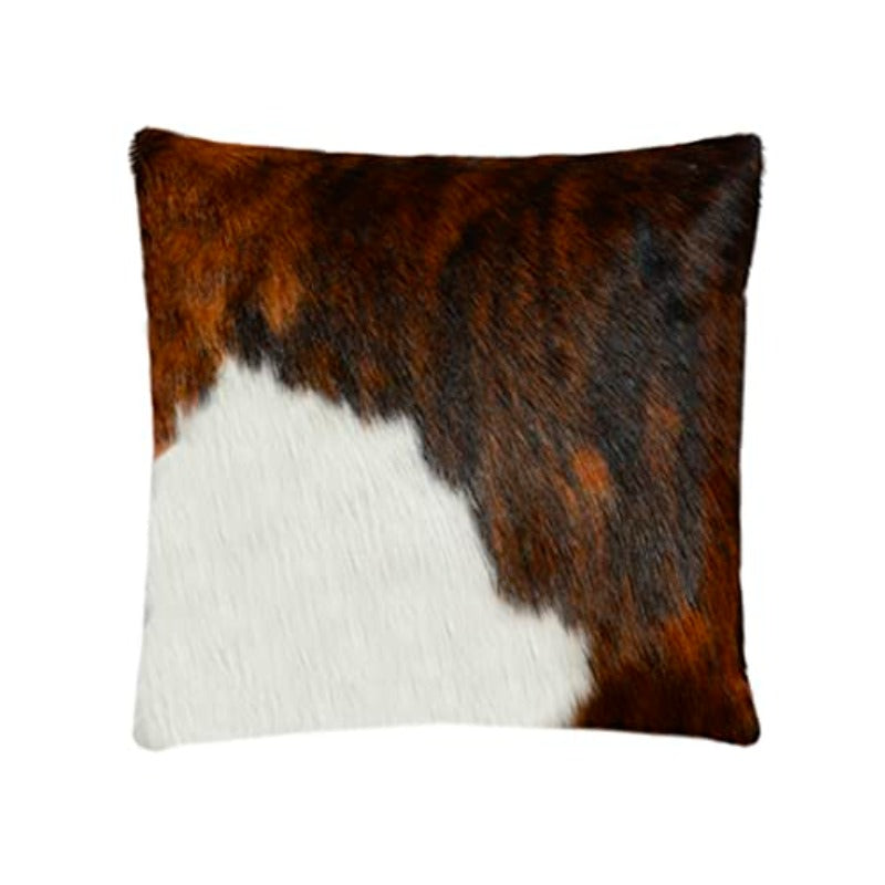 Genuine Cowhide Pillows Cushion Cover Brindle Leather Hair on 20' x 20' Handmade Leather Cushion Case with Hidden Zipper for The Living Room Brindle 20 x 20