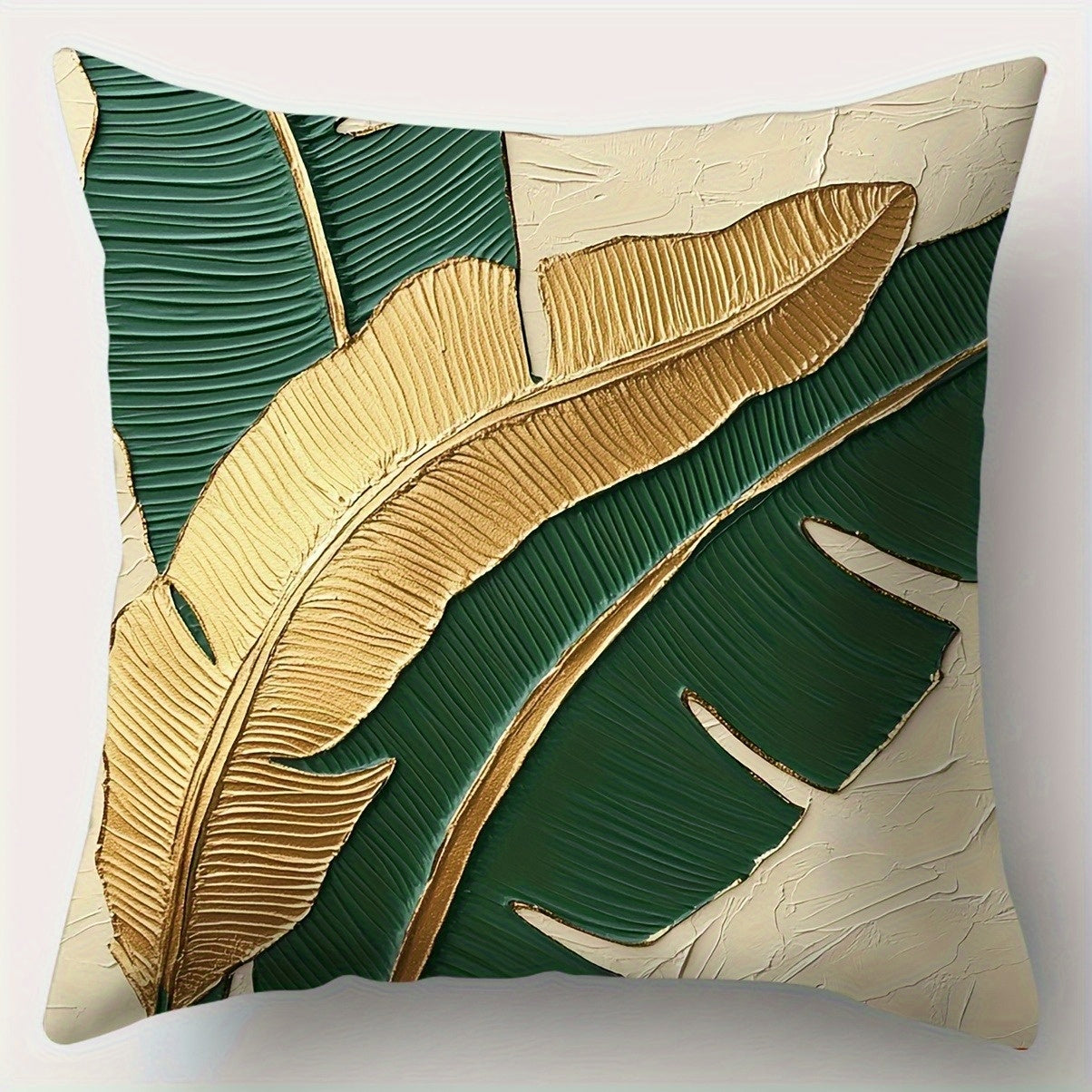 4pcs Vintage Botanical Leaf Print Pillow Covers - Double-Sided 2D Flat Printed Soft Plush Decorative Pillowcases with Zipper Closure, Multiple Sizes for Living Room, Bedroom, Sofa - Machine Washable Home Decor, Pillow Covers for Living Room, Bedroom