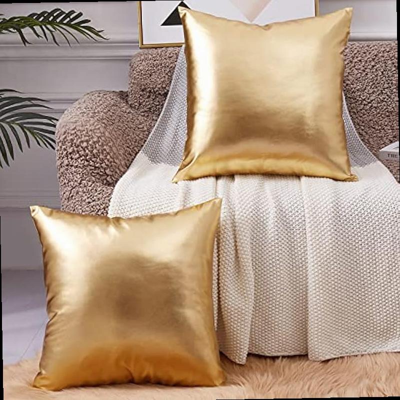 EUCIOR Decorative Pillow Gold Pillow Covers 18 18 Decorative Throw Pillow Covers Modern Metallic Shiny Cushion Cover Throw Pillows for Bed Couch Sofa Gold Pillows