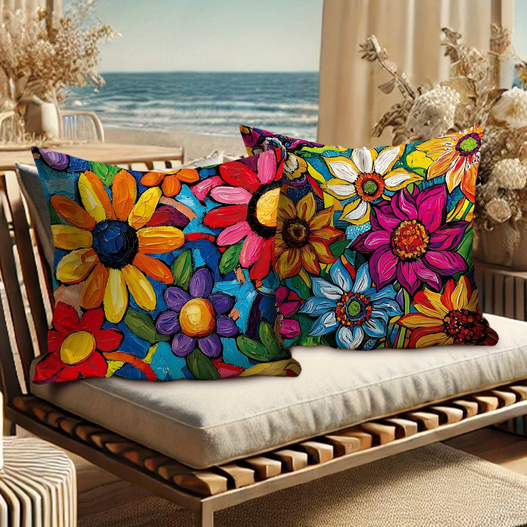 4pcs Double-Sided Printed Retro Floral Pillow Covers - Soft Short Plush with Zipper Closure, Machine Washable, Multiple Sizes for Living Room, Bedroom, Sofa Decor, Pillows for Couch, Cozy Home Styling, Vibrant Prints, Durable Fabric, Decorative Pillows,