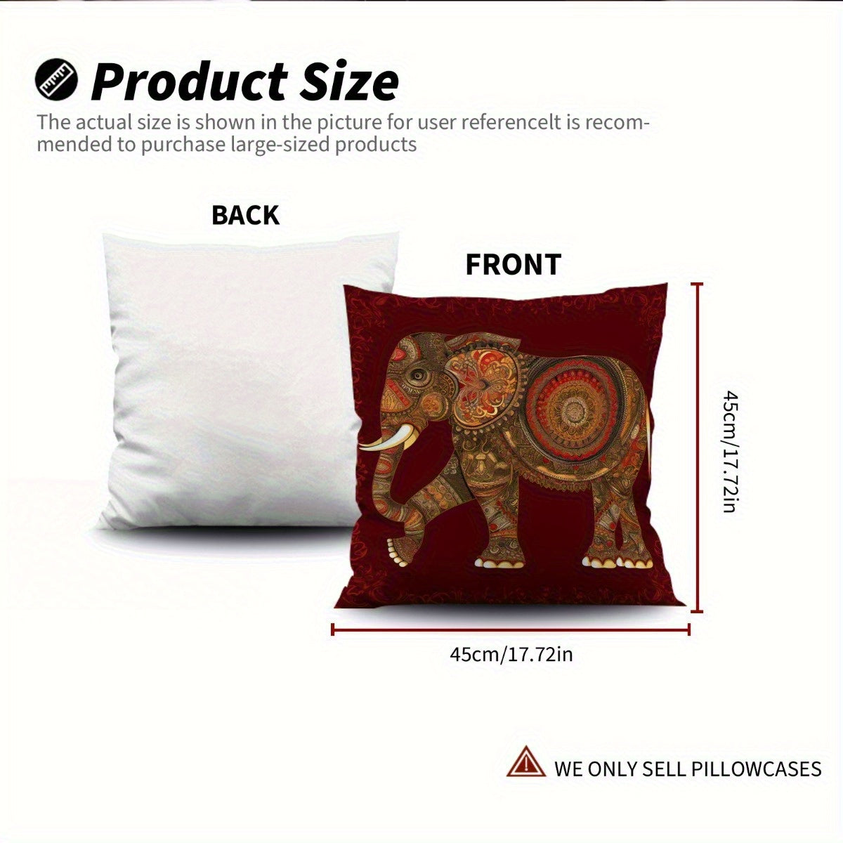 4pcs Indian Floral Elephant Pattern Pillowcase Soft Fashion Decorative Outdoor Living Room Sofa Cushion Cover Suitable for Bedroom Home Party Decoration Without Filling Machine Washable 14x14 16x16 18x18 20x20inch