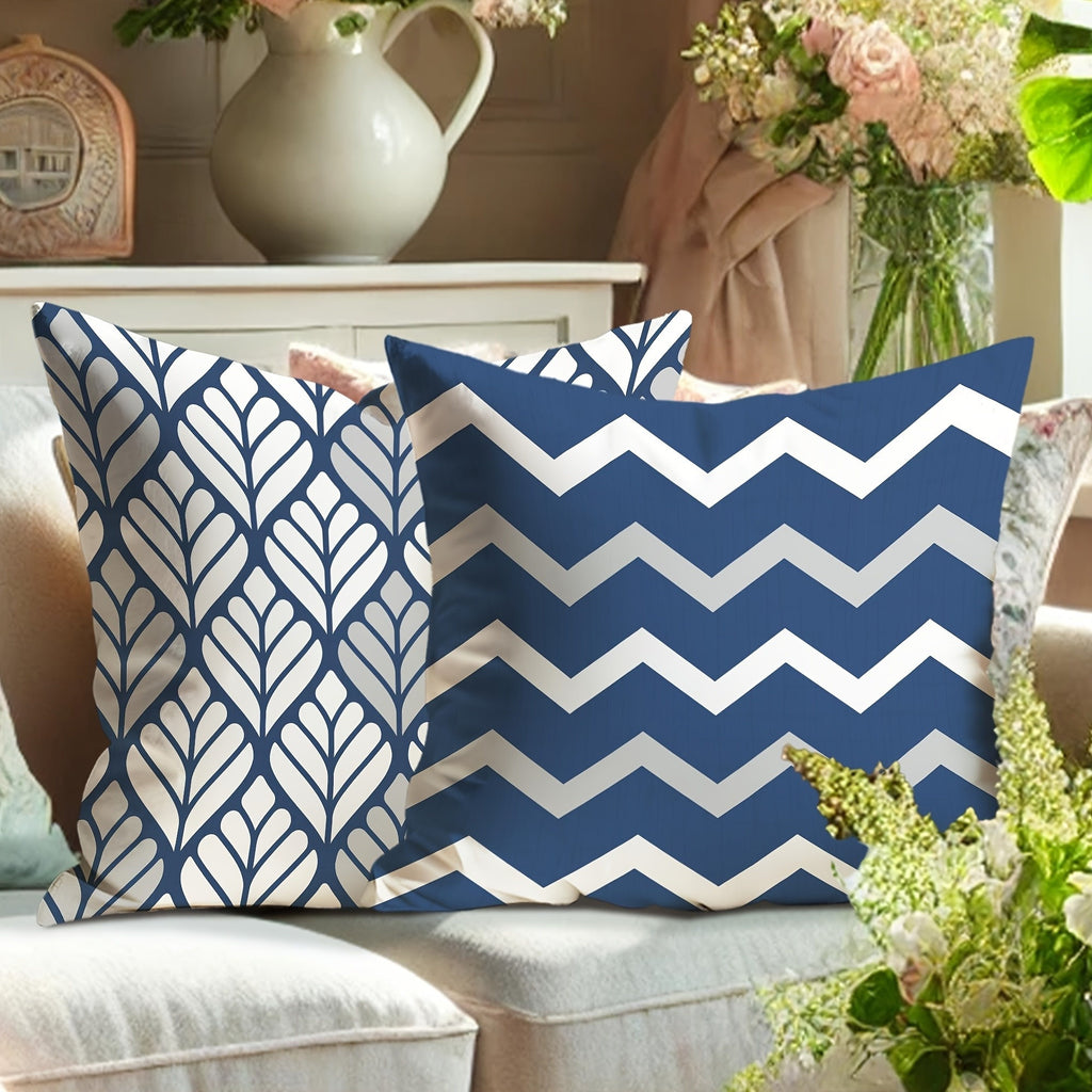 4pcs Double-Sided Printed Geometric Throw Pillow Covers - Soft Plush Retro Spring Decor with Zipper Closure, Machine Washable, Multiple Sizes for Living Room, Bedroom, Sofa, Seasonal Decoration, Chevron Print, Durable Fabric, Home Textiles, Home