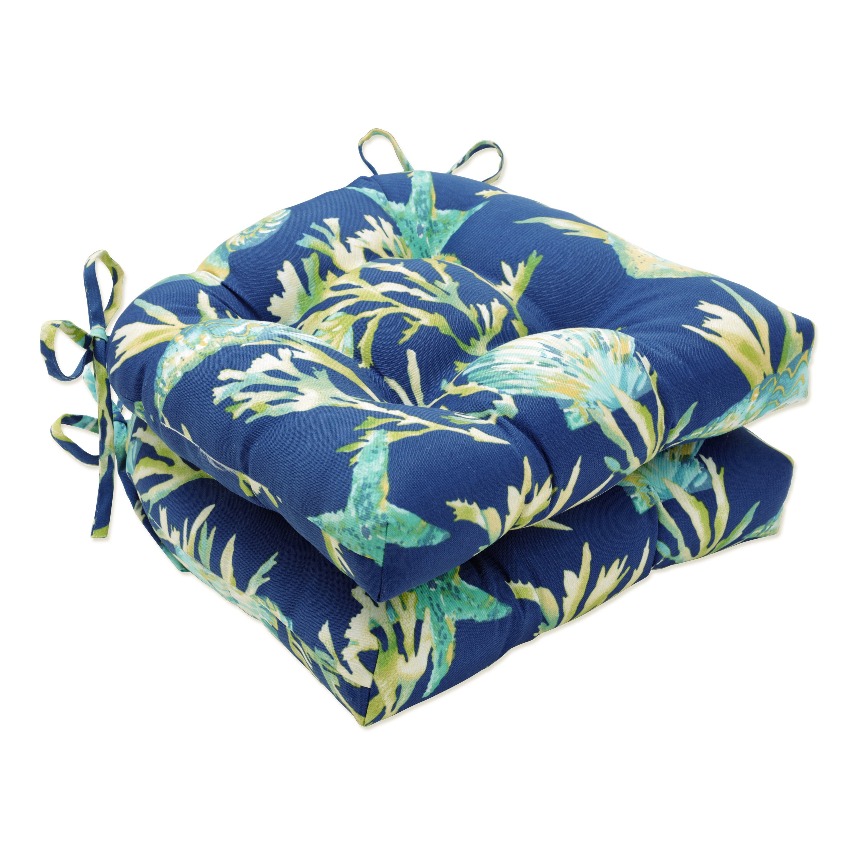 Outdoor/Indoor Daytrip Pacific Reversible Chair Pad (Set of 2)