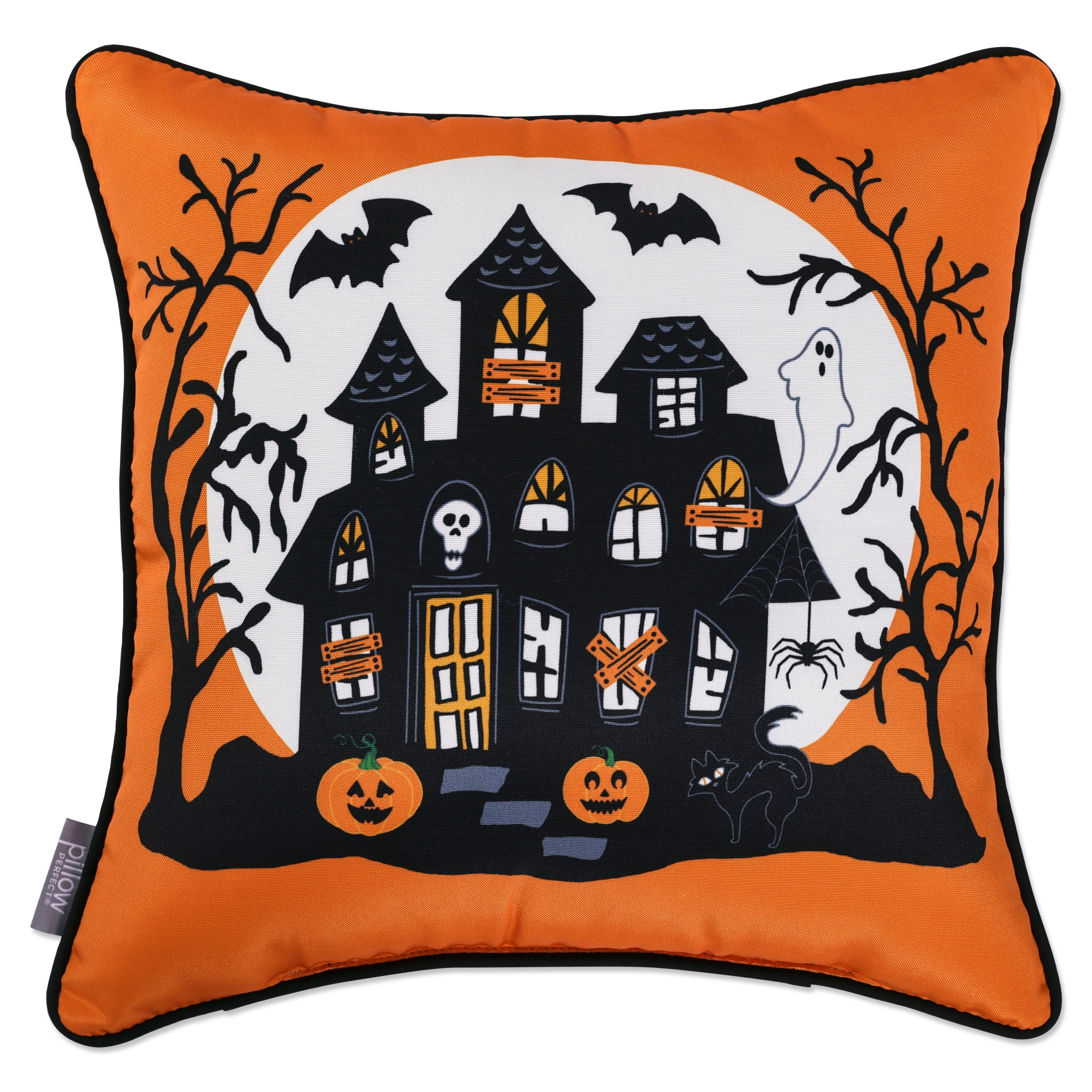 Outdoor/Indoor Halloween Haunted House 18-inch Throw Pillow