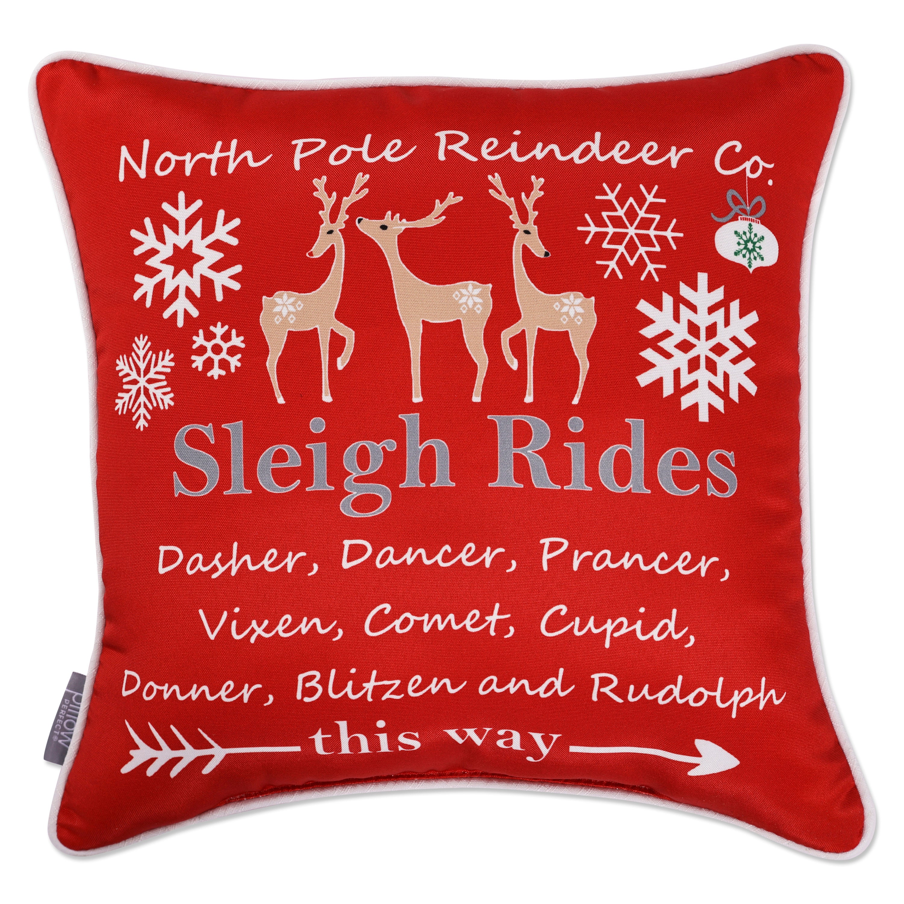 Outdoor/Indoor Christmas Sleigh Rides Red 18-inch Throw Pillow