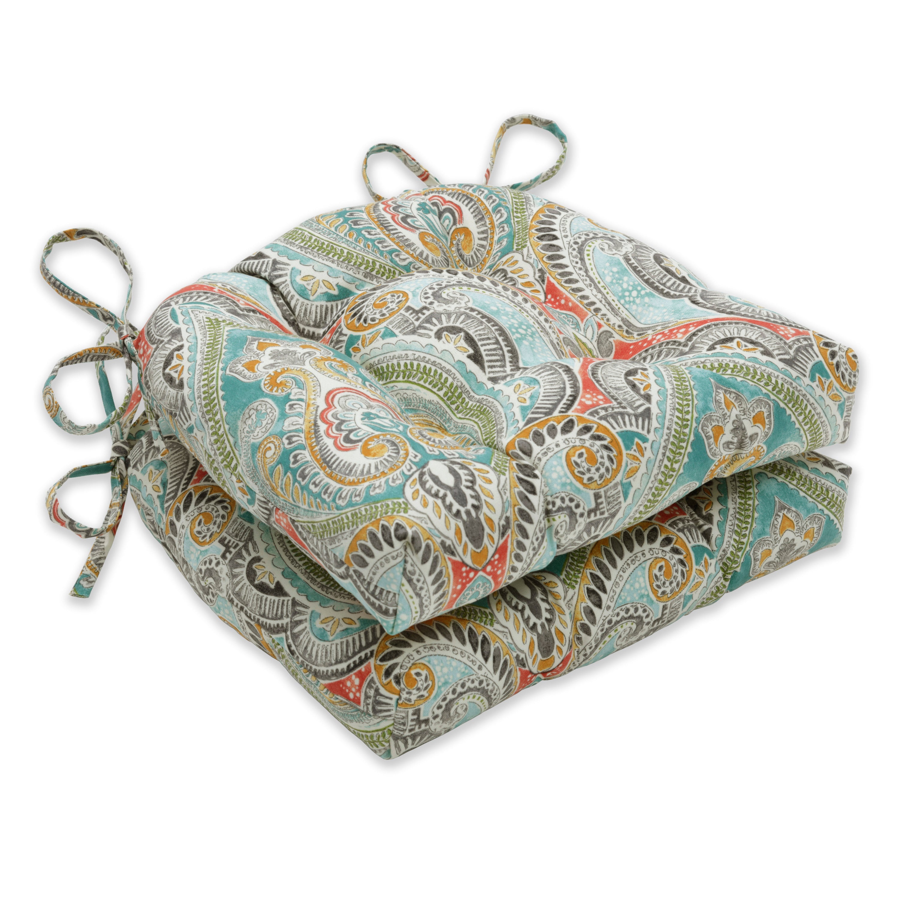 Outdoor/Indoor Pretty Witty Reef Reversible Chair Pad (Set of 2)